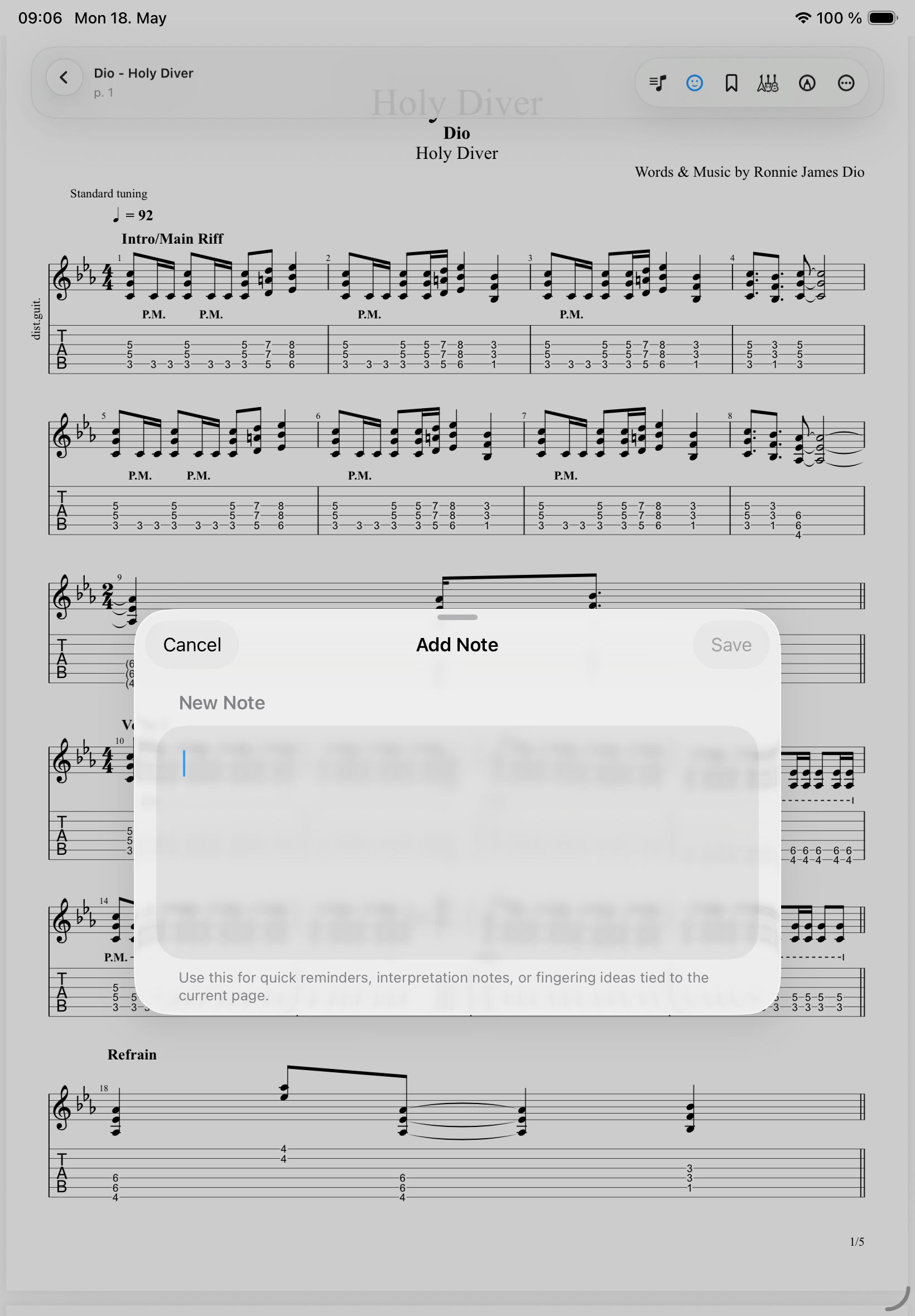 Add note modal